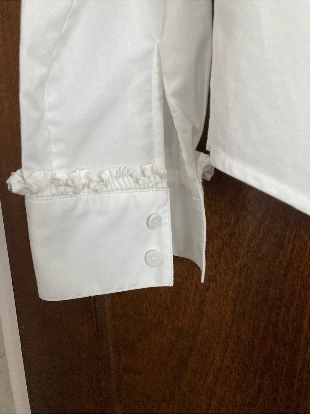 Talbots White Ruffled Front Button-Down Blouse - Picture 9 of 11